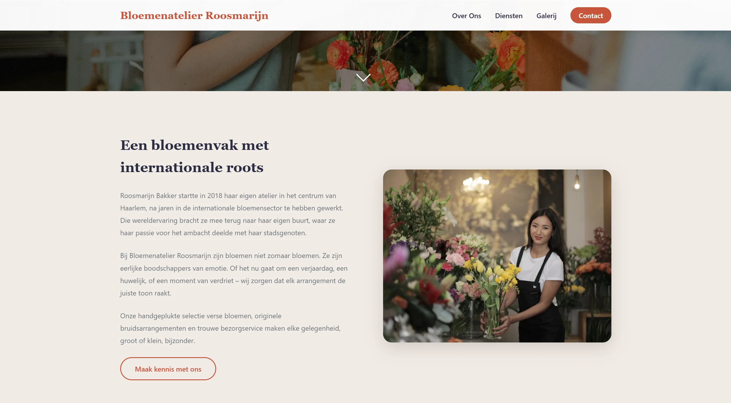 Bloemen Atelier Roosmarijn over ons pagina gegenereerd door AI