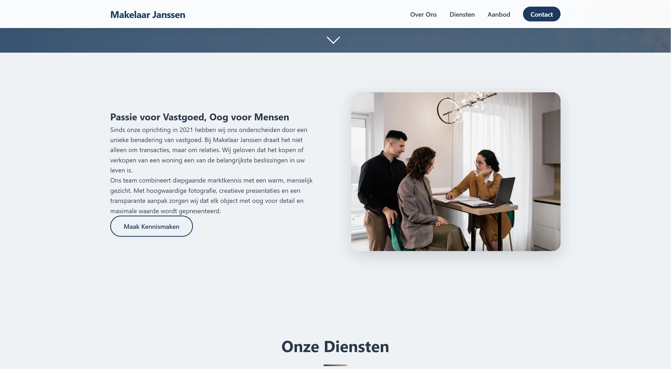 Makelaar Janssen over ons pagina gegenereerd door AI